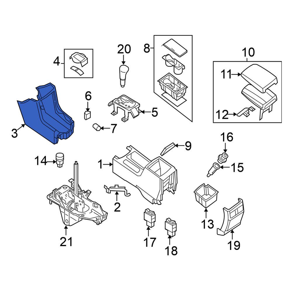Nissan OE 96911ZK30B Front Center Center Console