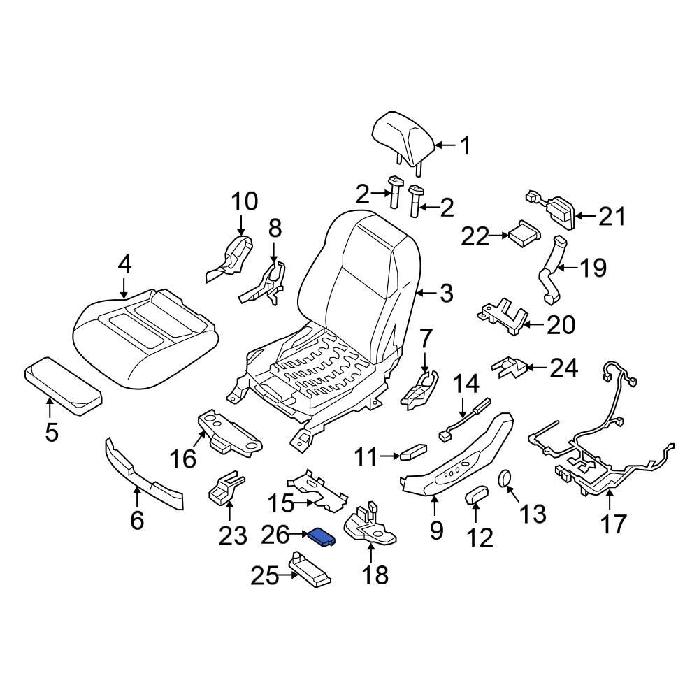 Nissan OE 873D64RC0A Front Right Climate Controlled Seat Module