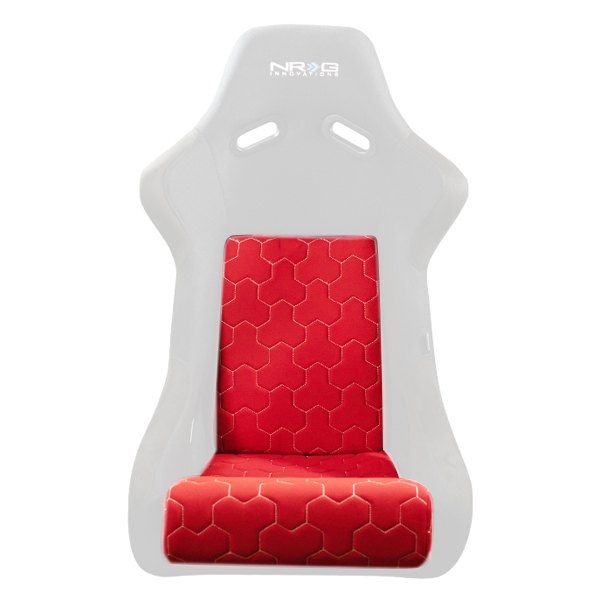 NRG SC-300-GS02RD FRP Bucket Seat Cushion White Stitching Hex Geometric Red