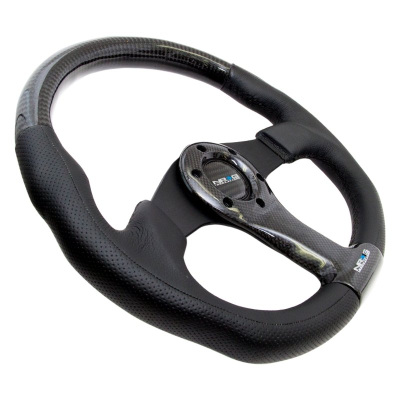NRG Innovations ST-013CFBK Carbon Fiber Steering Wheel 350mm Black Oval Shape 