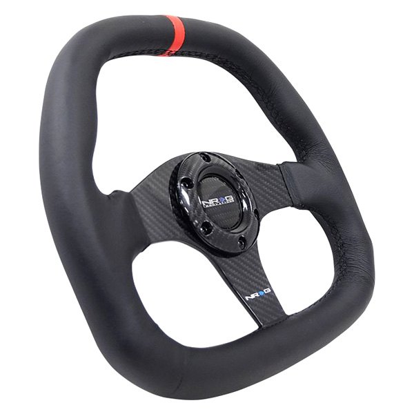 Nrg Innovations® 3 Spoke D Shape Steering Wheel With Black Carbon