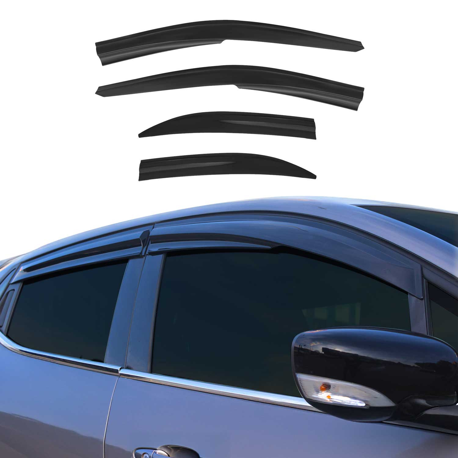 Smoke Window Visors For Toyota RAV4 2006-2012 - 4 Piece Rain Guard Deflector Set-749686