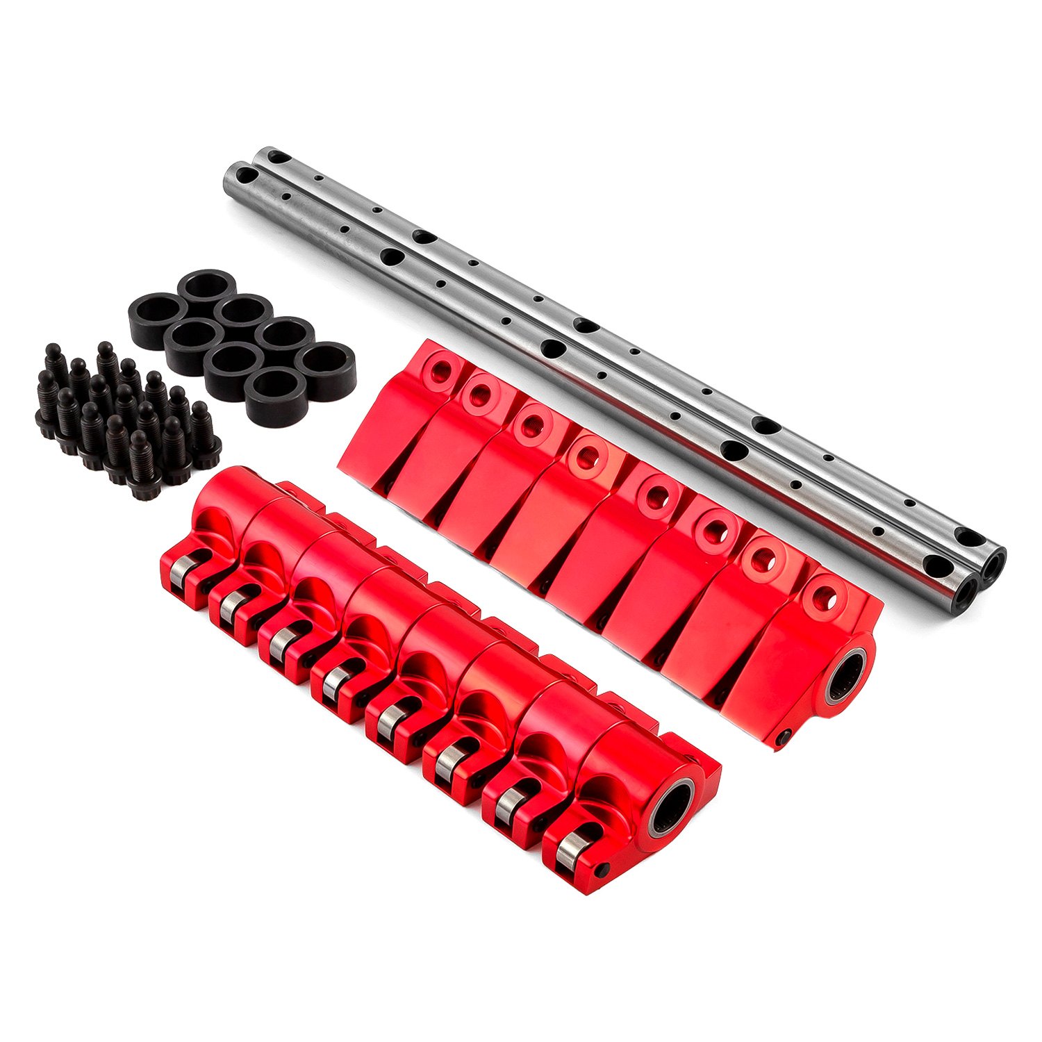 PCE® PCE261.1260 Red Anodized Roller Rocker Arms & Shaft Set