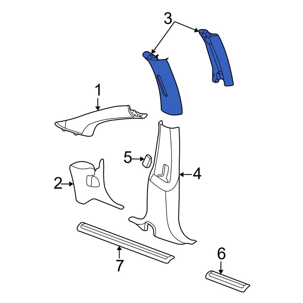 Plymouth OE TB54WL5AA Right Lower Door Pillar Post Trim Set