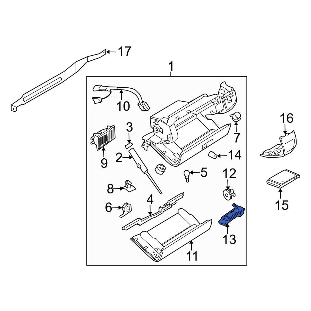 Porsche OE 99755236202A03 Front Glove Box Handle