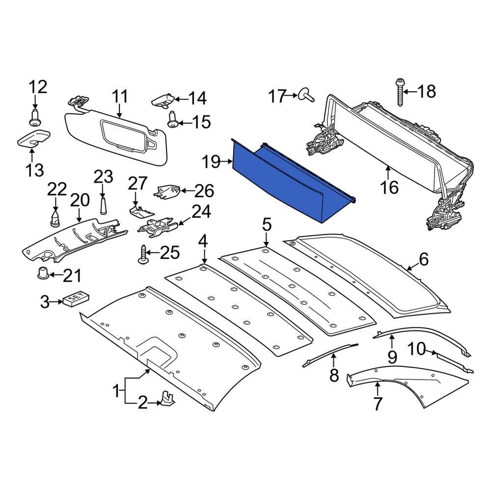 Porsche OE 9P1898347A Sunroof Deflector Hardware Kit