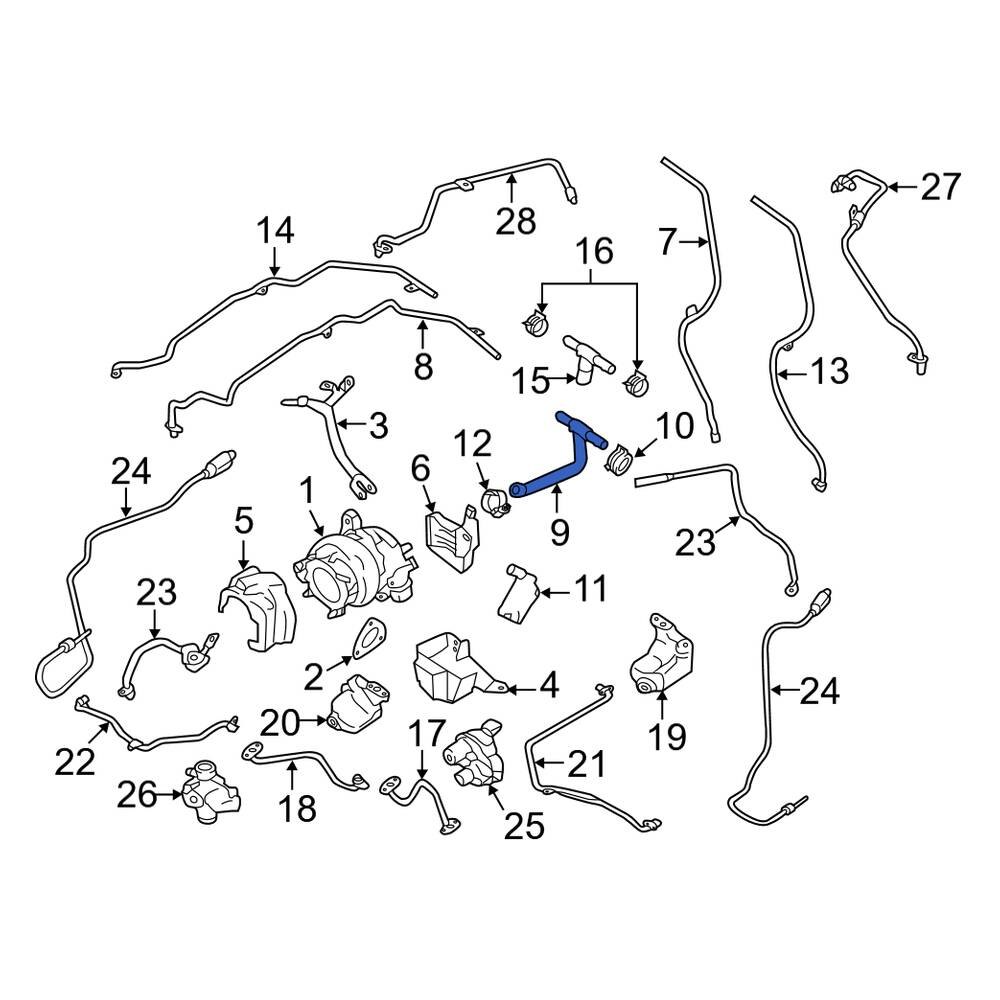 Porsche OE 9A110664975 Turbocharger Coolant Line Adapter