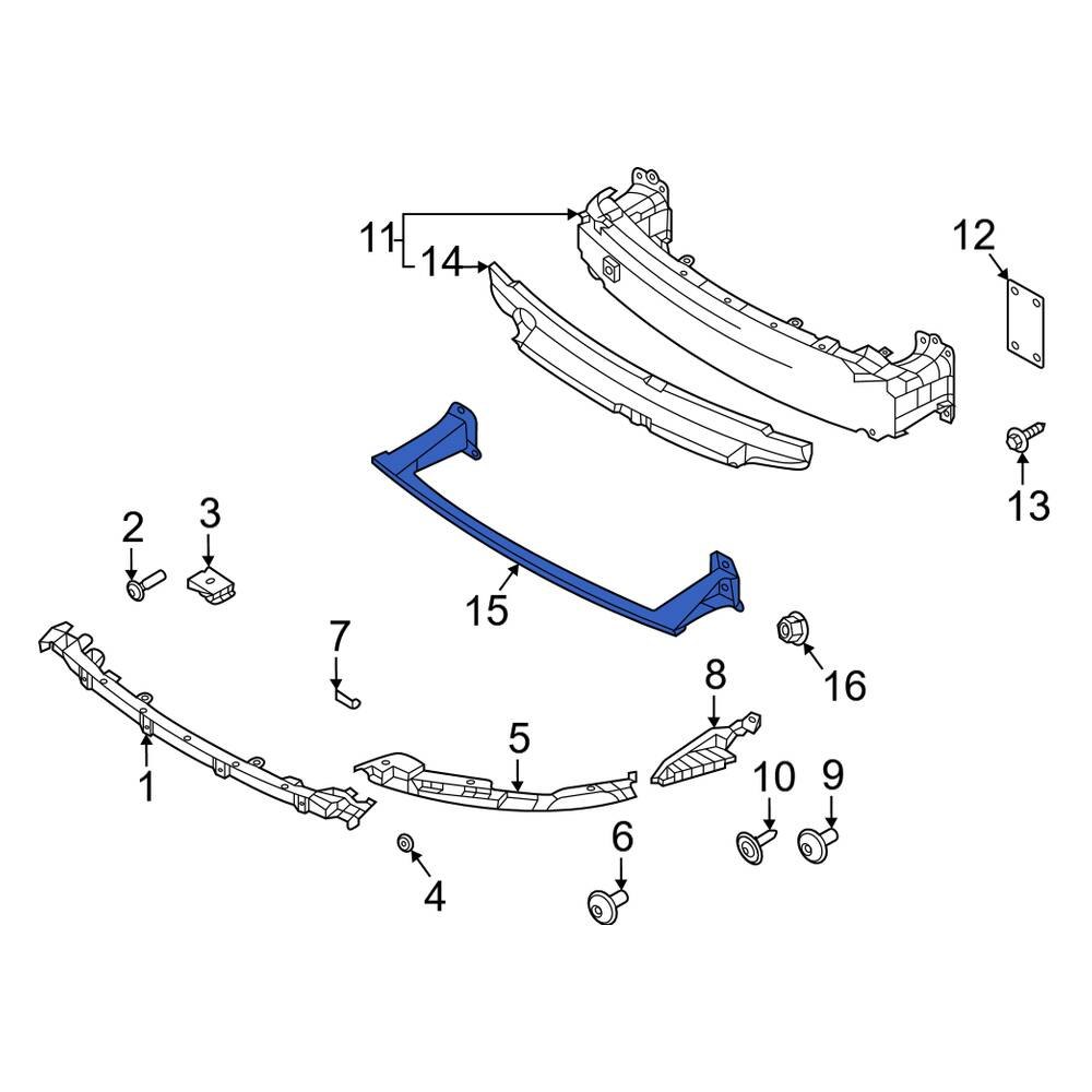 Porsche OE 992807113D Front Bumper Cover Reinforcement Beam