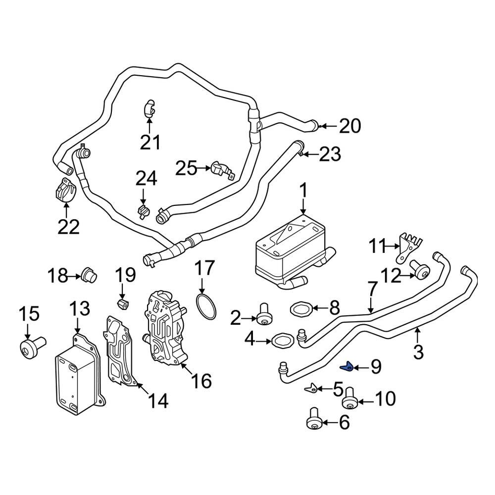 Porsche OE 9P1317053 Transmission Oil Cooler Line Clip
