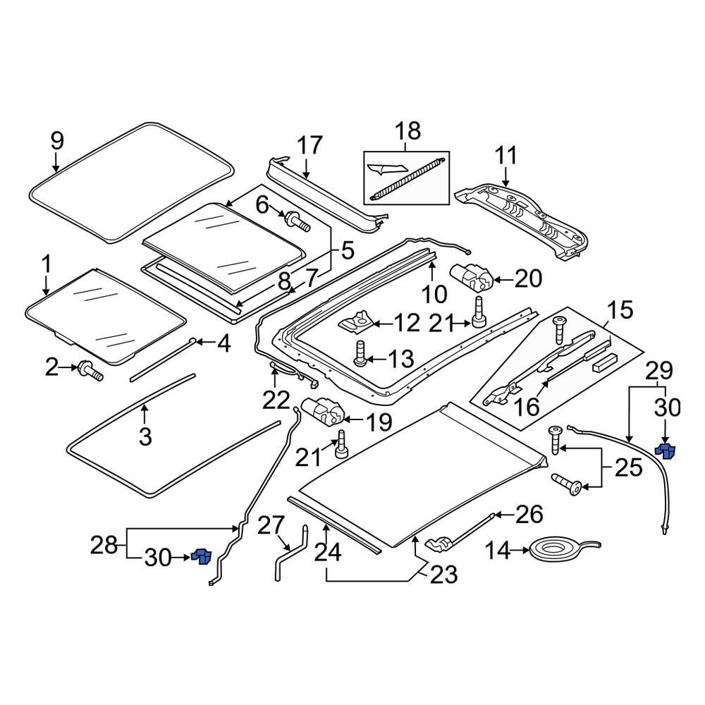 Porsche OE 95856424400 Rear Sunroof Drain Hose Grommet