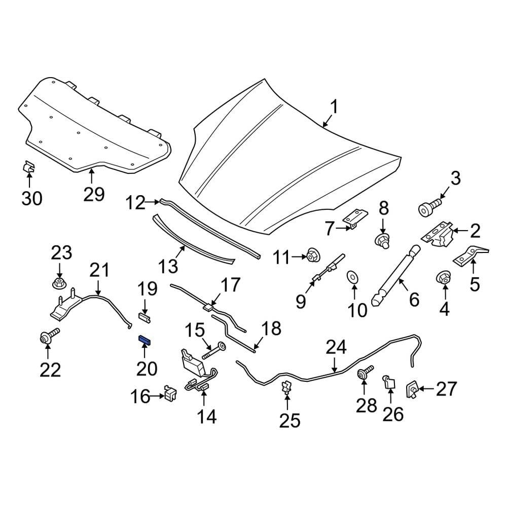 Porsche OE 95B823347 - Front Left Hood Release Cable Bracket