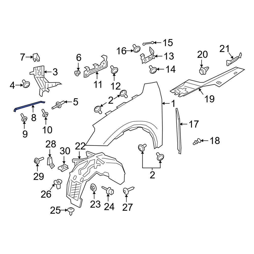 Porsche OE 9Y0821157A - Left Fender Brace