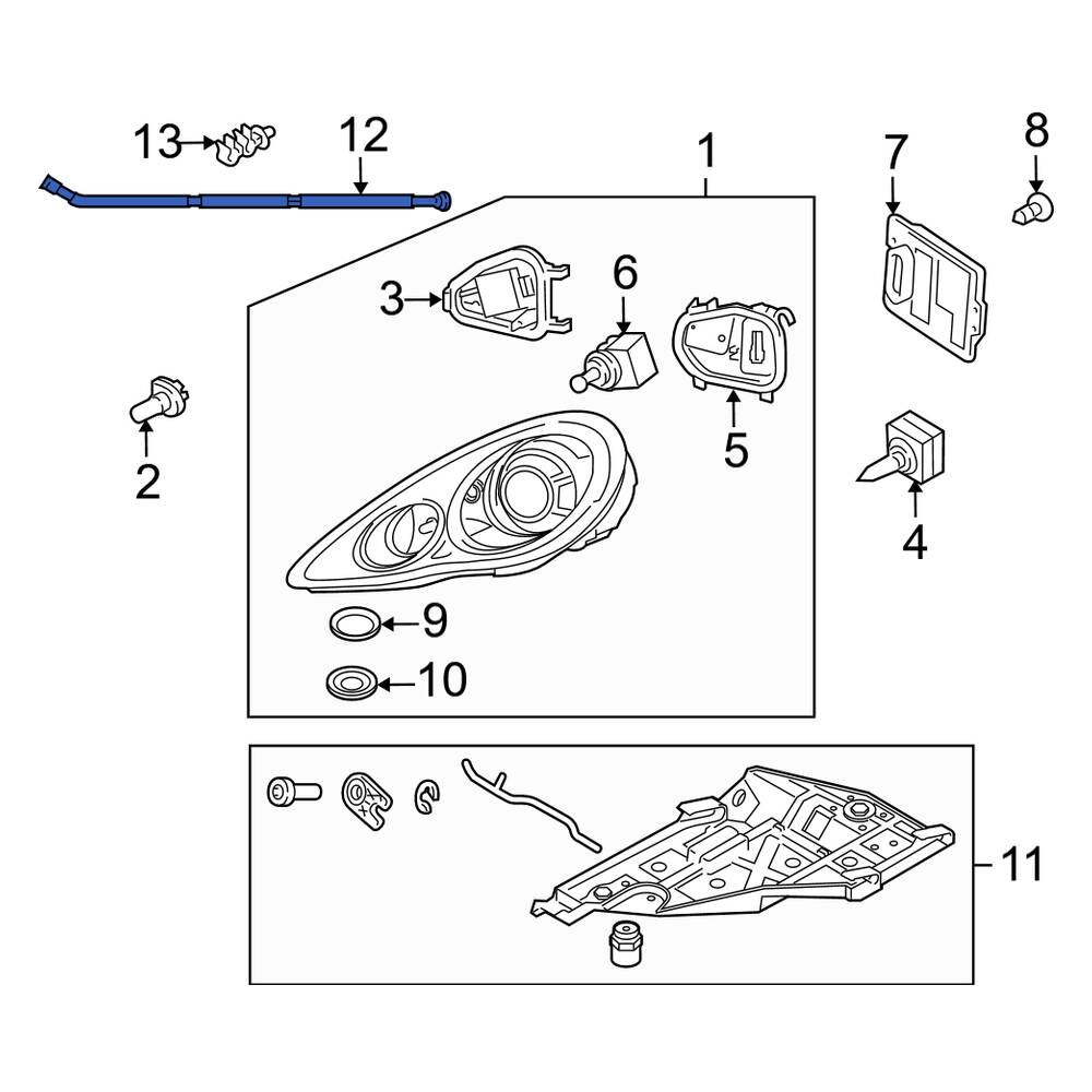 Porsche OE 97063112902 Front Left Headlight Housing Vent Tube