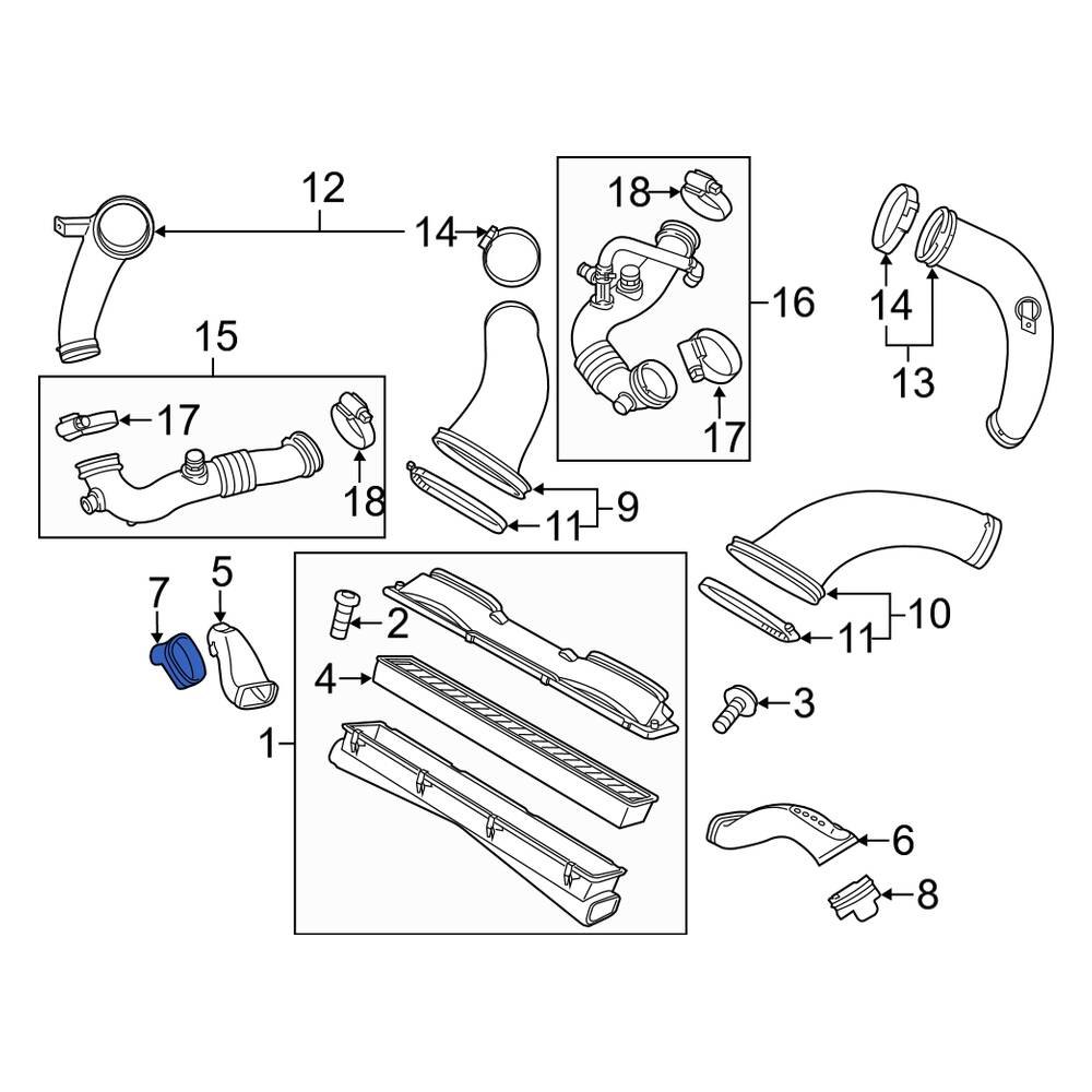 Porsche OE 97011025262 Right Engine Air Intake Hose Sleeve