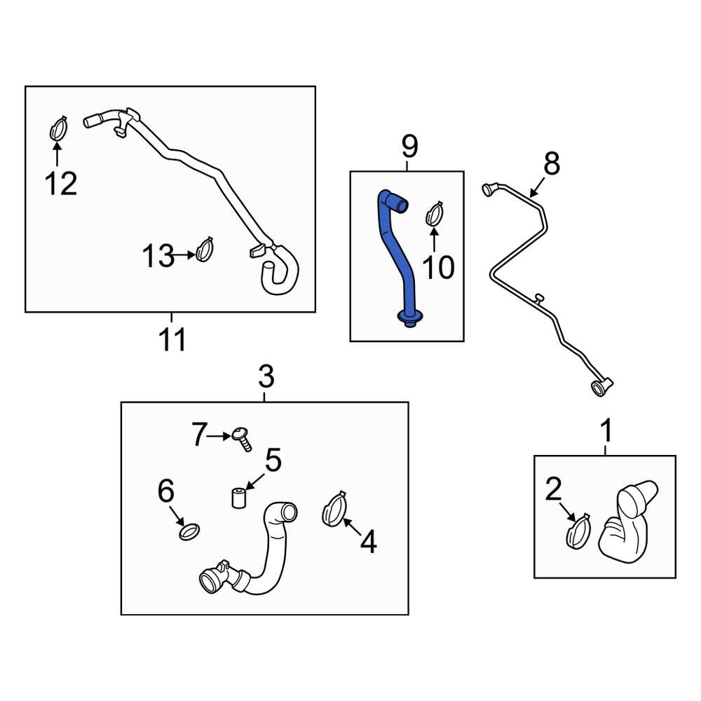 Porsche OE 95B122447K Engine Coolant Overflow Hose