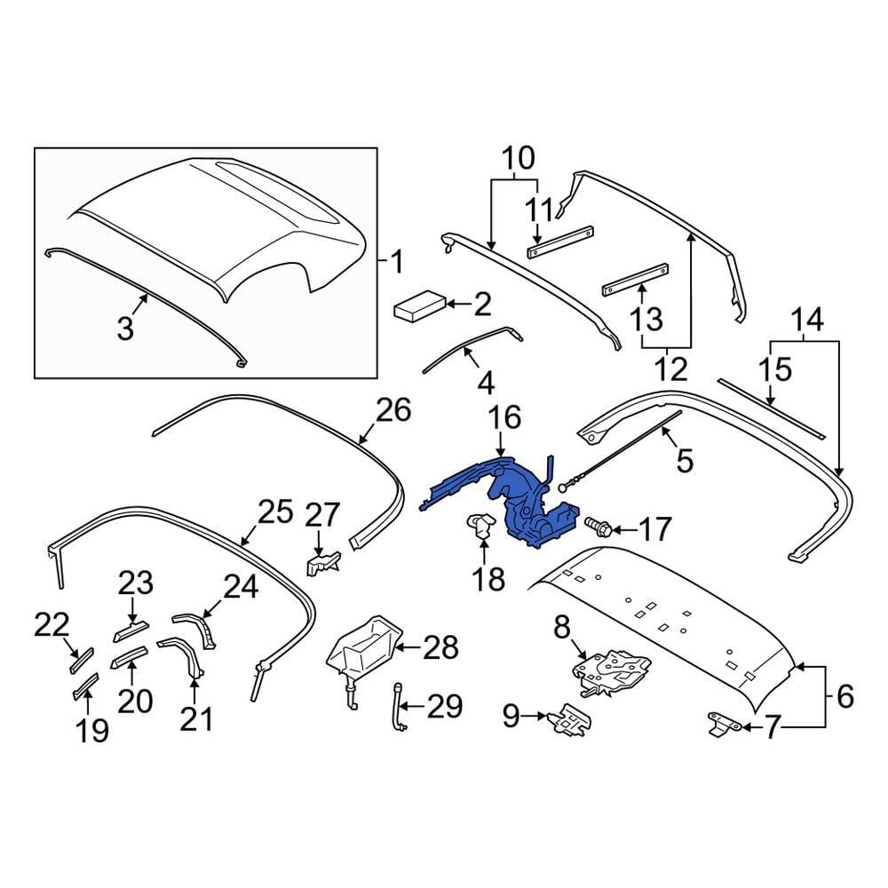 Porsche OE 98156191306 - Front Left Convertible Top Mounting Plate