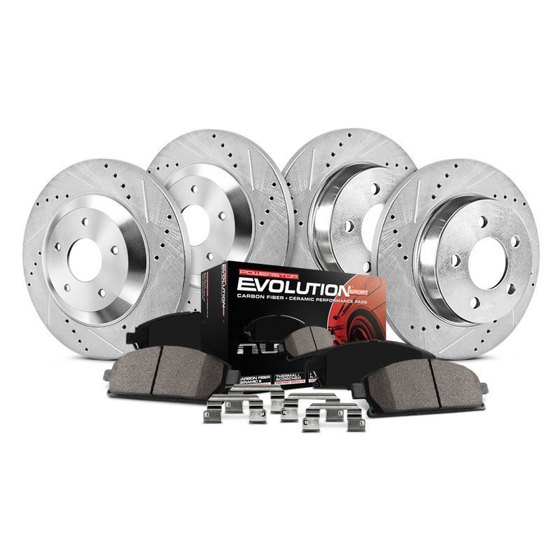 Power Stop K496 Front Z23 Evolution Brake Kit with Drilled/Slotted Rotors and Ceramic Brake Pads 