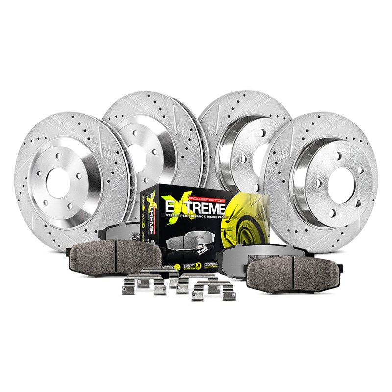 Power Stop K8360-26 Z26 Street Warrior Front and Rear Kit-Drilled/Slotted Rotors and Brake Pads 