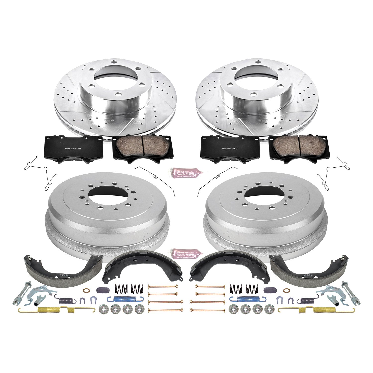 PowerStop® K15098DK 1Click Z23 Evolution Drilled and Slotted Disc and Drum Front and Rear