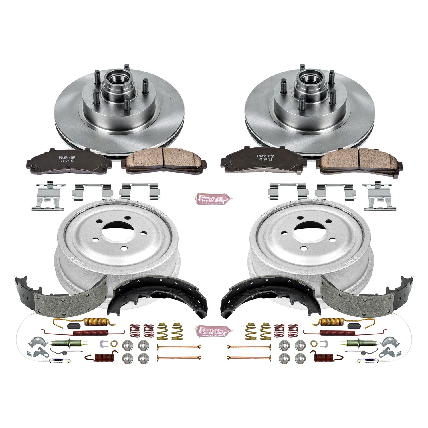 Power Stop Front & Rear KOE15086DK Autospecialty Daily Driver Pad Rotor Drum and Shoe Kits