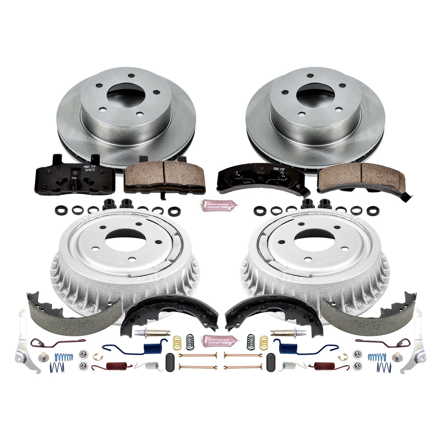 Power Stop Front & Rear KOE15086DK Autospecialty Daily Driver Pad Rotor Drum and Shoe Kits