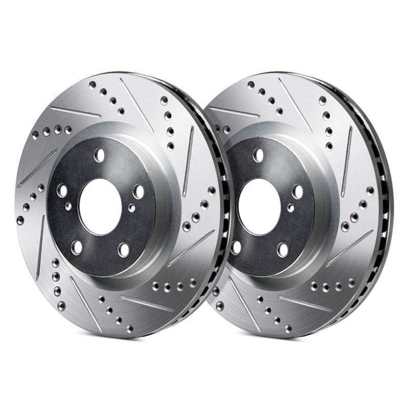 Front R1 Concepts KEDS11210 Eline Series Cross-Drilled Slotted Rotors And Ceramic Pads Kit