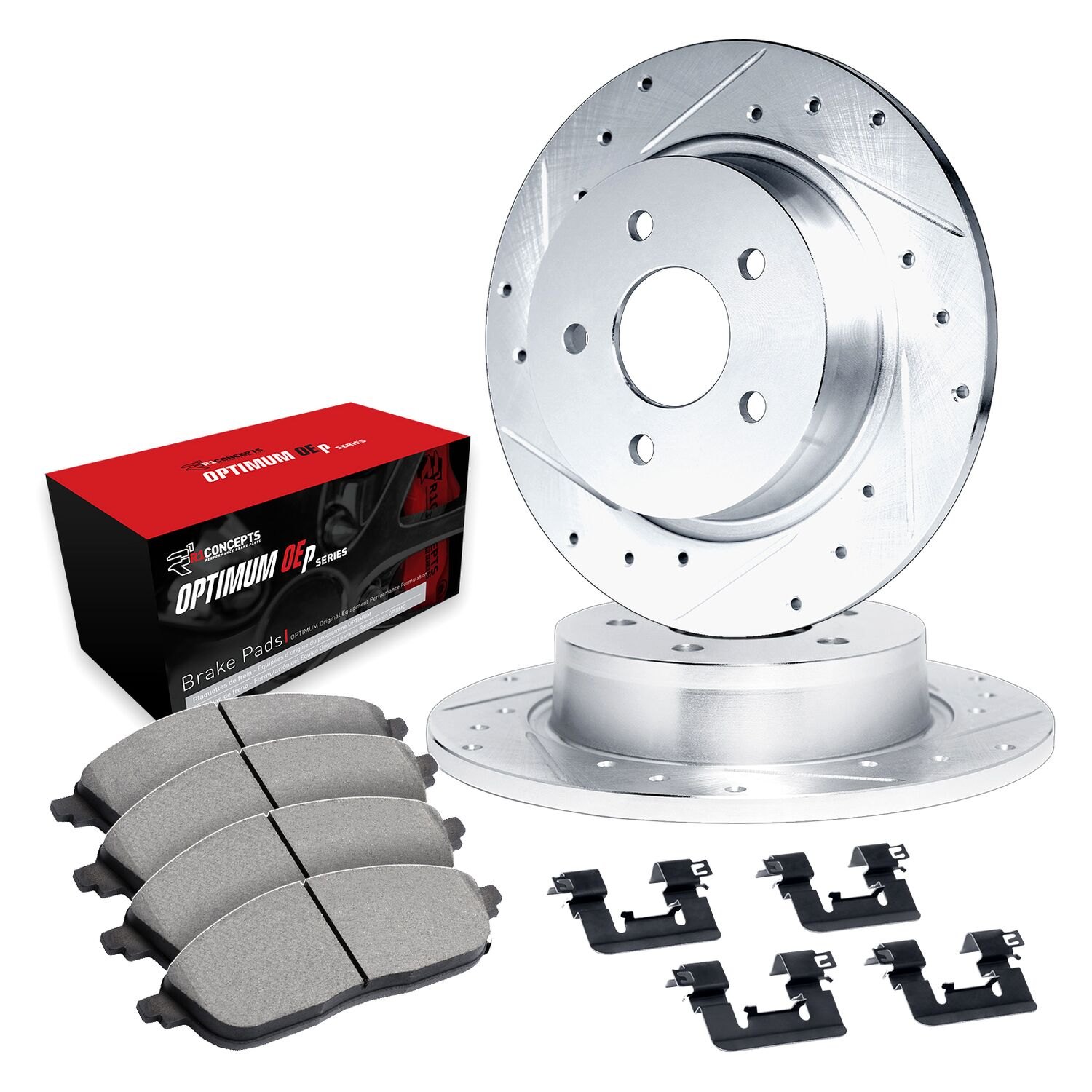 R1 Concepts® WGUH1-76121 - Drilled and Slotted Rear Brake Kit with ...