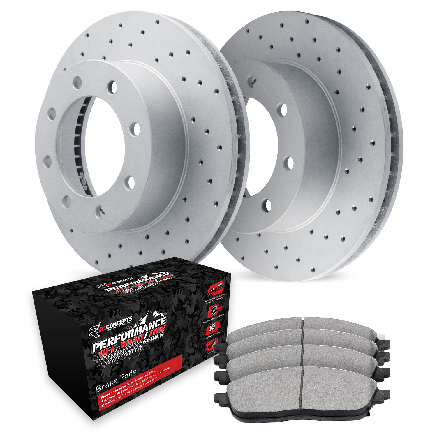 R1 Concepts® WMVN1-54140 - Drilled Brake Kit with Performance Sport Pads