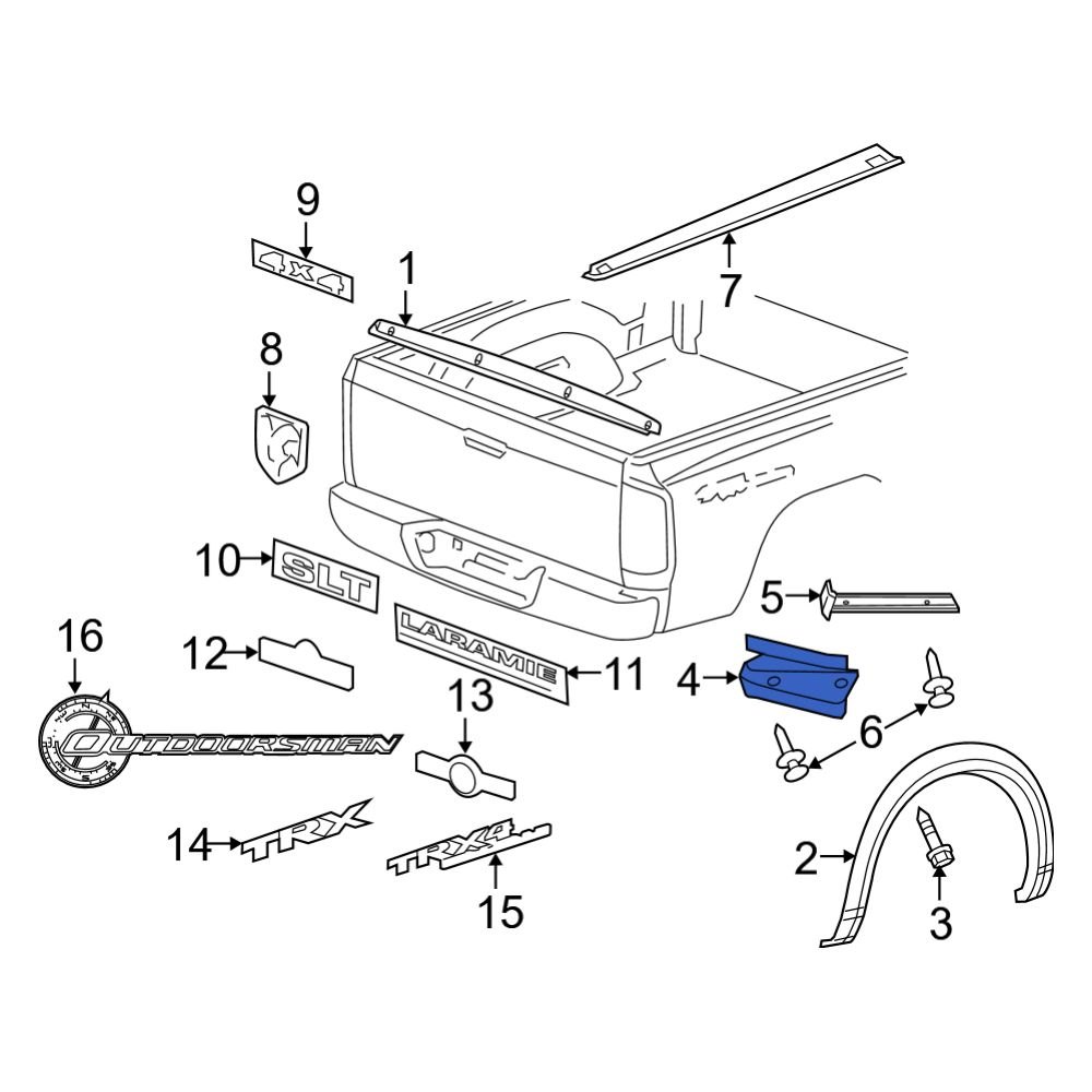 Ram OE 55372935AE Front Left Side Body Trim Protector
