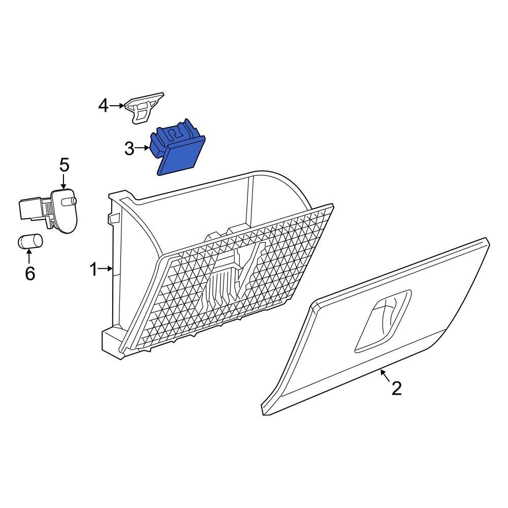 Ram OE 1JQ68HL1AA Front Glove Box Latch