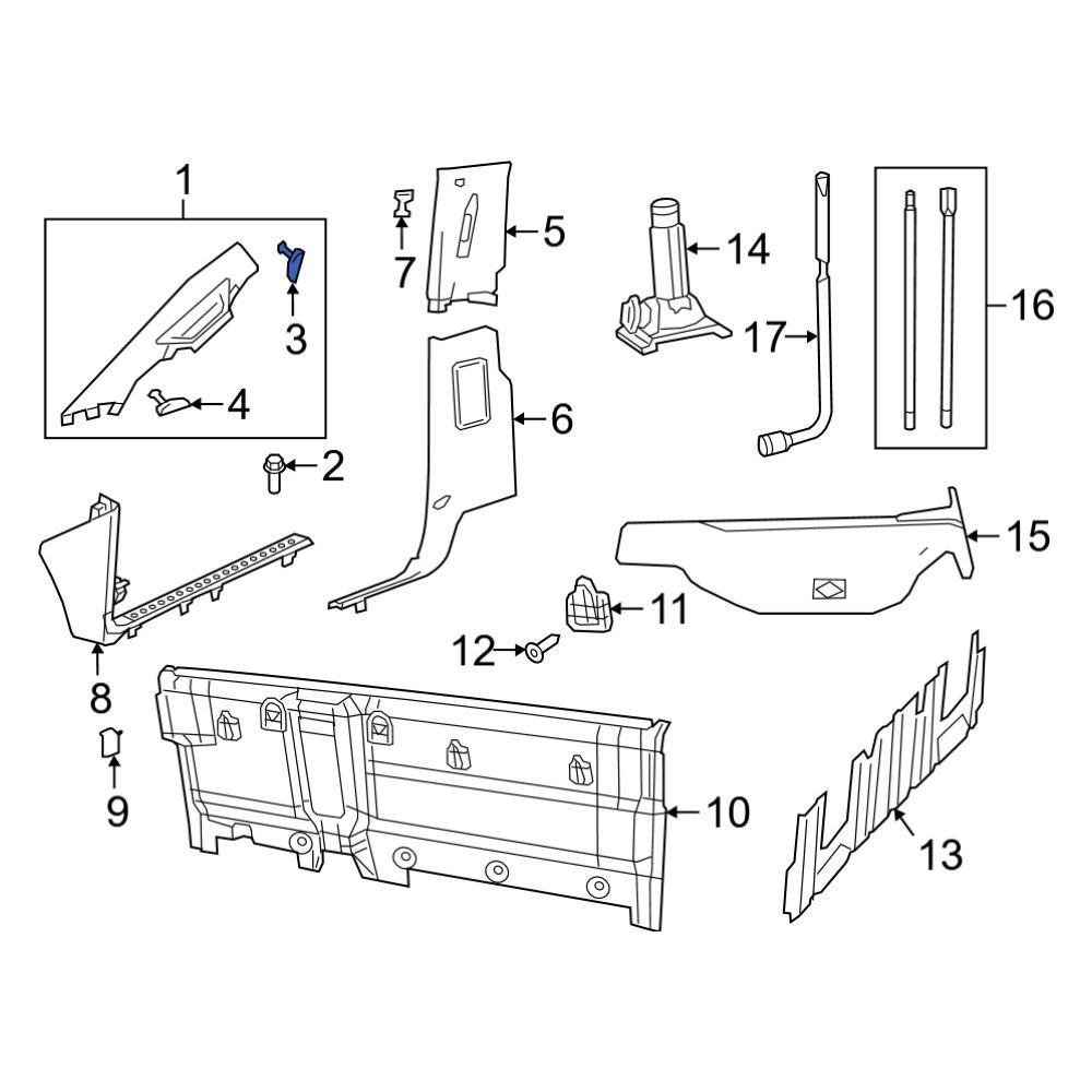 Ram OE 6QX41TX7AA - Left Upper Body A-Pillar Trim Panel Plug