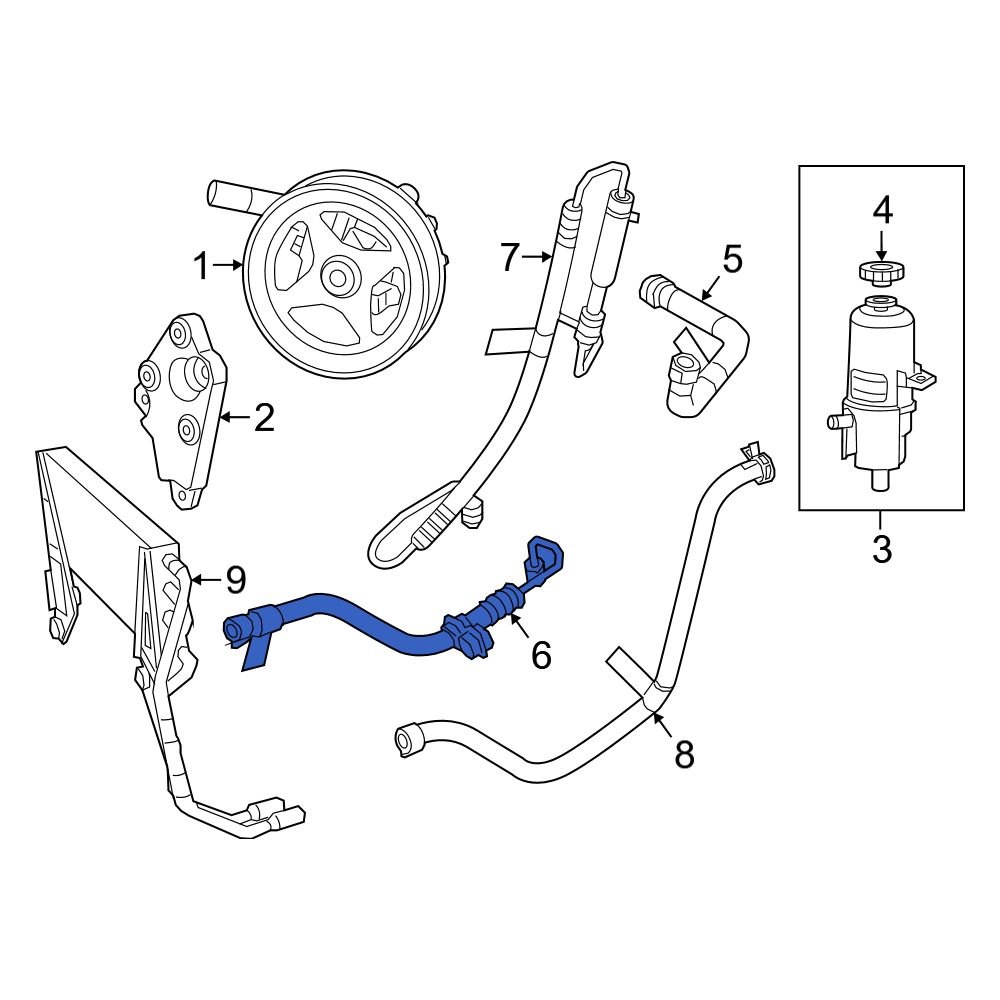 Ram OE 68425538AB Front Power Steering Cooler Line
