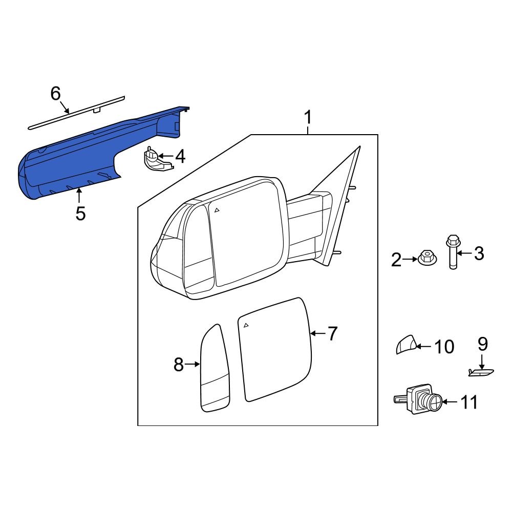 Ram OE 68263392AA Front Right Door Mirror Cover