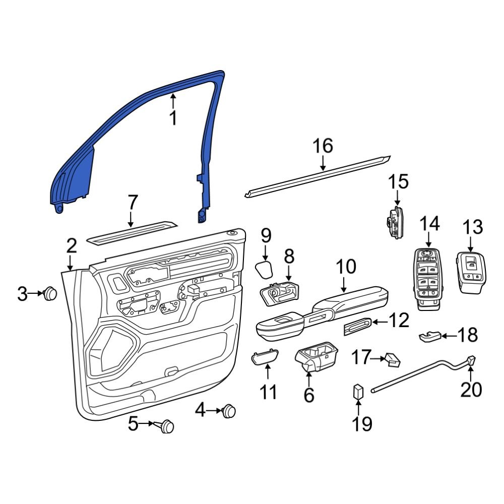 Ram OE 5YK44TX7AG Front Right Door Window Molding