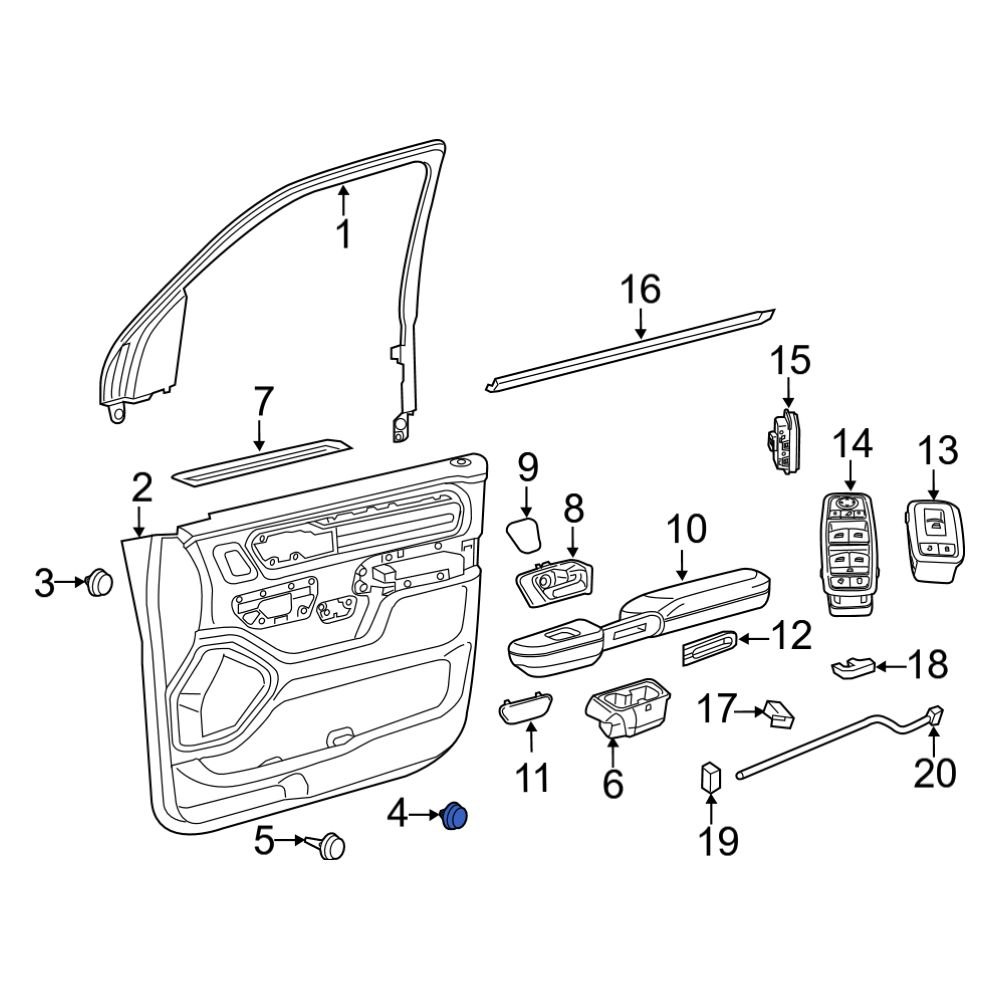 Ram OE 6510359AA Lower Door Interior Trim Panel Retainer