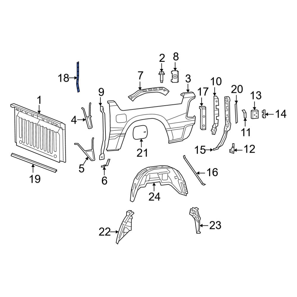 Ram OE 68359778AB Front Right Upper Truck Bed Panel Seal