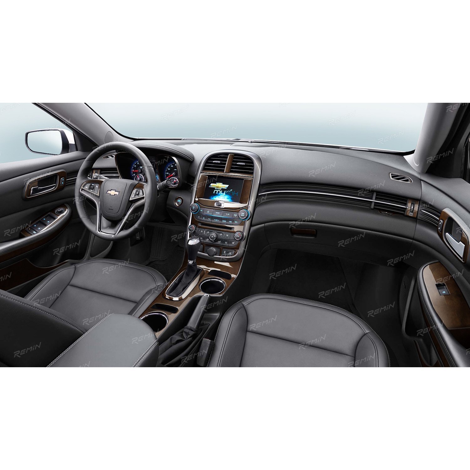 Brushed Black Aluminum Rvinyl Rdash Dash Kit Decal Trim for Chevrolet Malibu 2013-2015