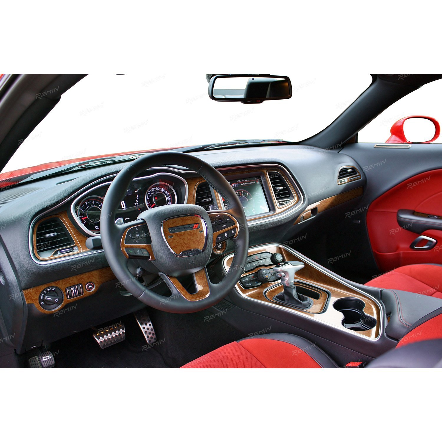 Full Interior Decor Trim Kit Dashboard Cover for Dodge Challenger 2015-2019