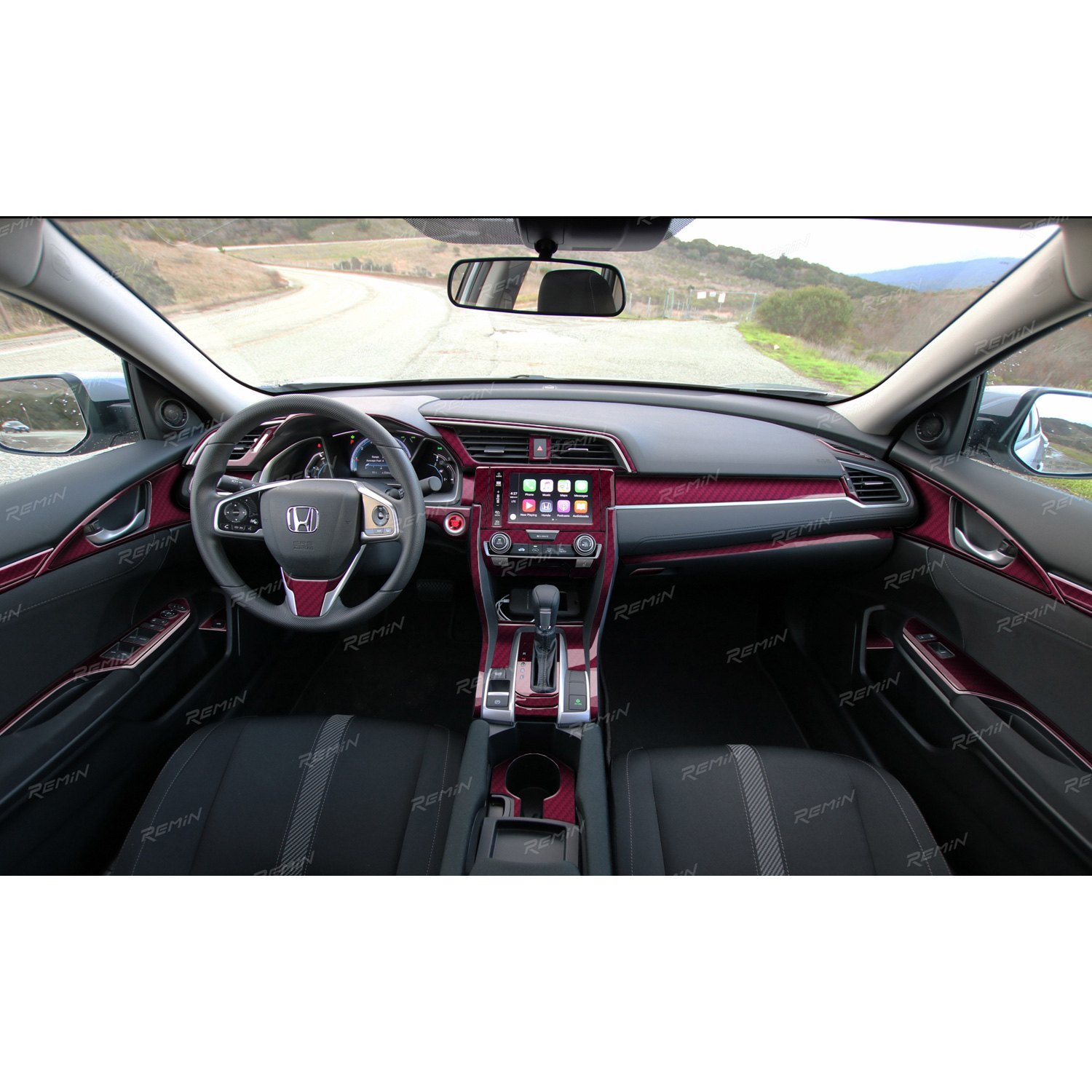 REMIN® HACC16ARRCF Real Red Carbon Fiber Basic Dash Kit (36 Pcs)