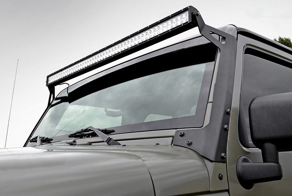 Rough Country® - Jeep Wrangler 2007 Upper Windshield Mounted Black ...