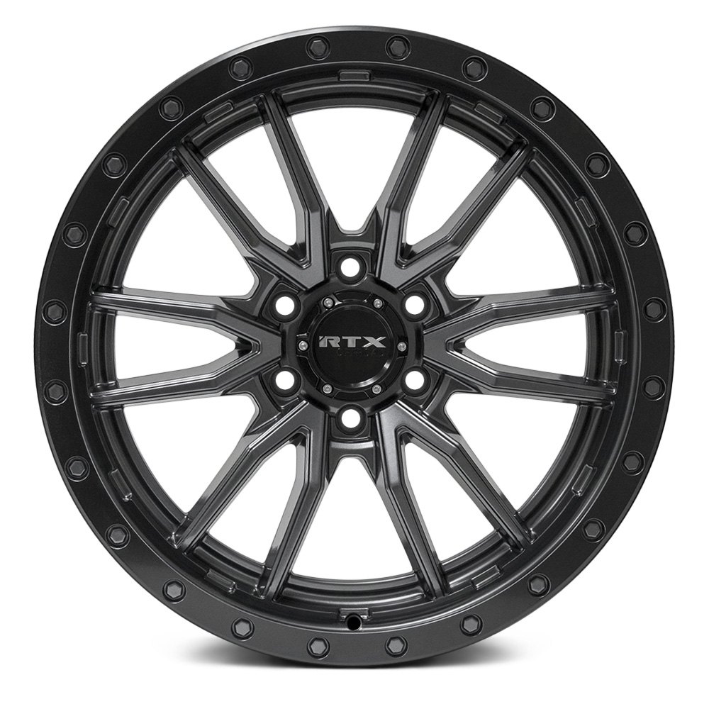 RTX® WOLF Wheels Black with Gray Center Rims 082830