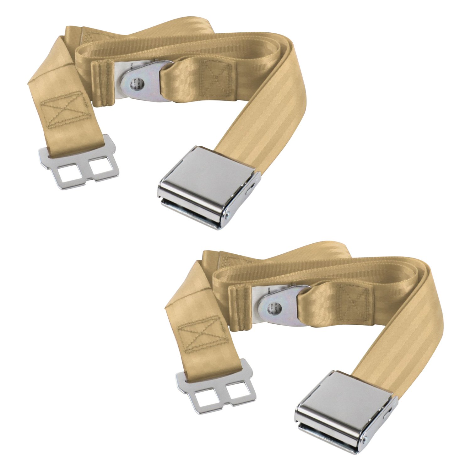 SafeTBoy® STBCD8A9 - 2-Point Airplane Buckle Lap Bucket Seat Belts, Tan