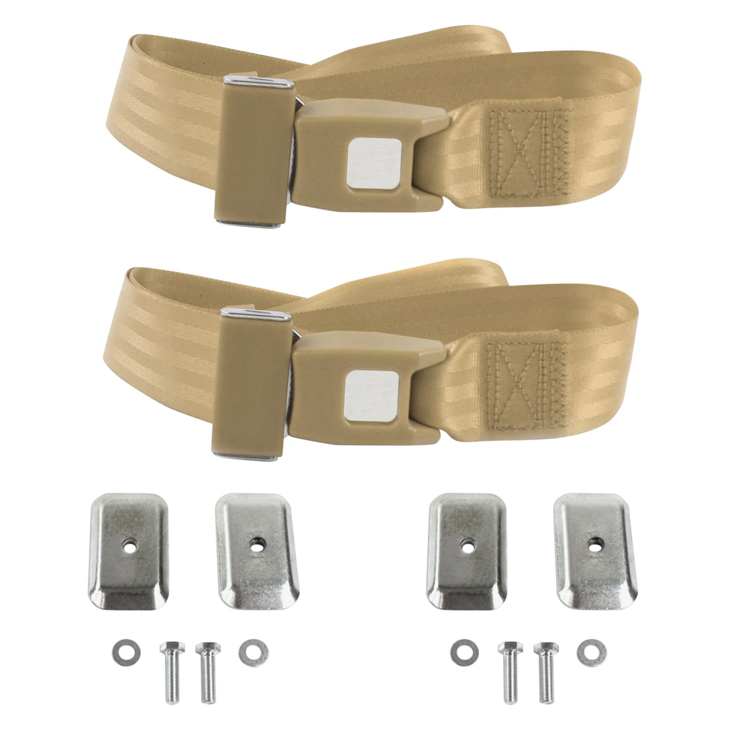 SafeTBoy® STBD12E0 2Point Standard Bucket Lap Seat Belts with Bracketry, Tan
