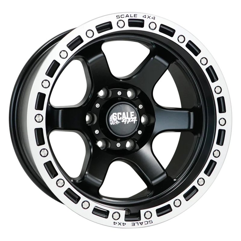 SCALE 4X4® S03 Wheels - Matte Black with Machined Beadlock Rims