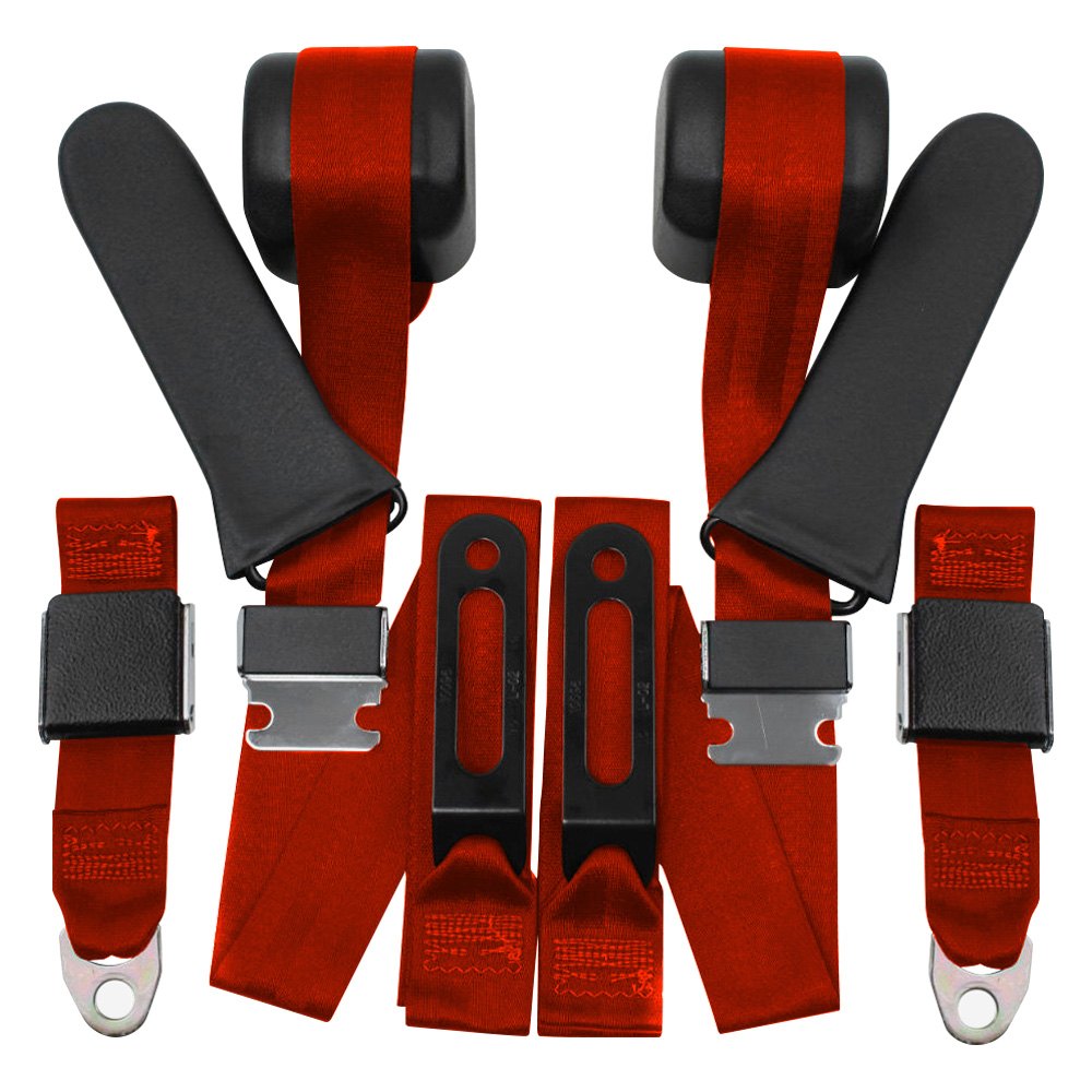 Seatbelt Solutions® 36870B22006BUC 3Point Bucket Seat Belt Conversion Kit, Flame Red
