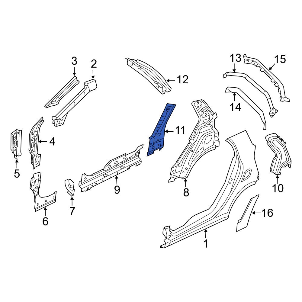 Smart OE 4536303603 Left Outer Body BPillar Reinforcement