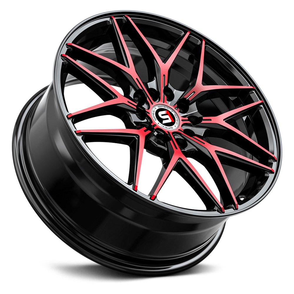 SPEC-1® SP-60 Wheels - Gloss Black with Red Machined Face Rims