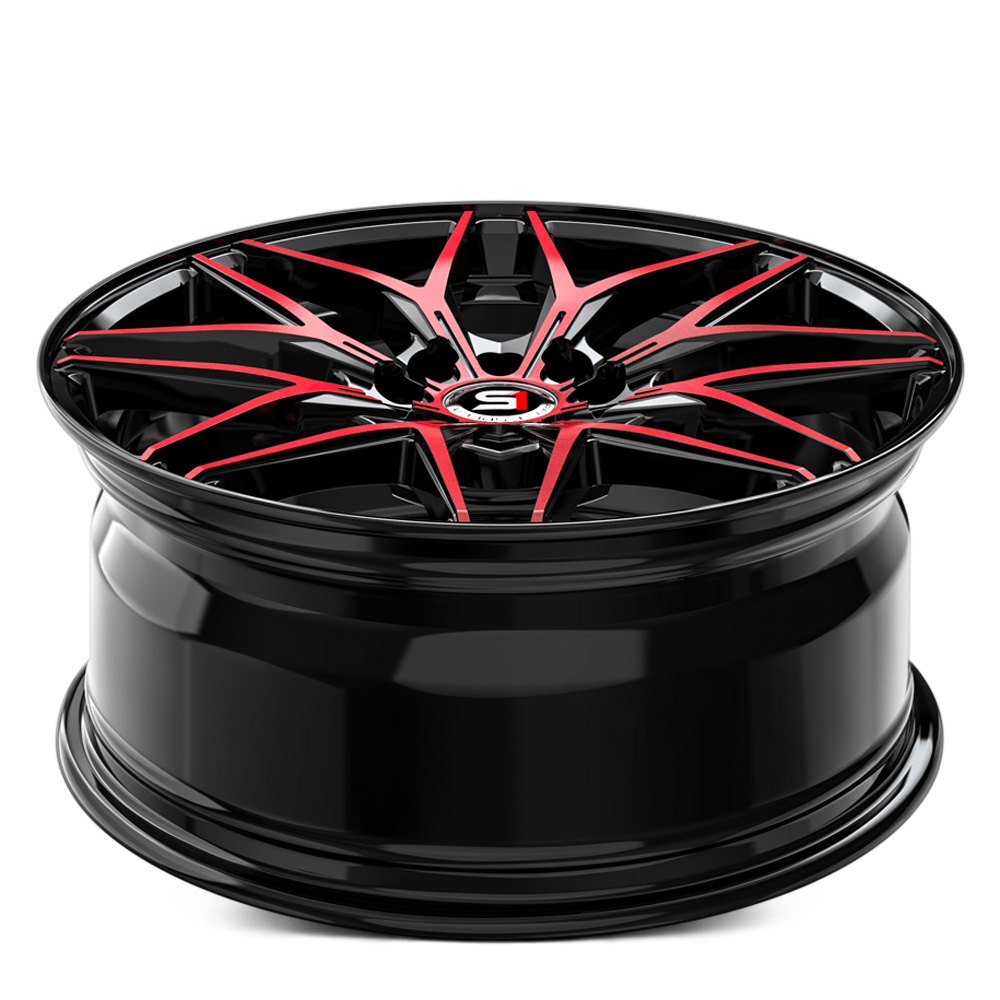 SPEC-1® SP-60 Wheels - Gloss Black with Red Machined Face Rims