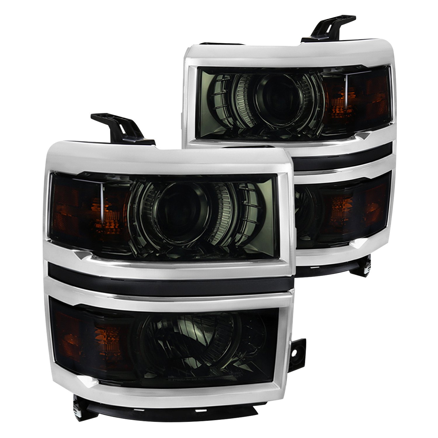 Spec-D® - Chevy Silverado 1500 2014 Chrome/Smoke Projector Headlights