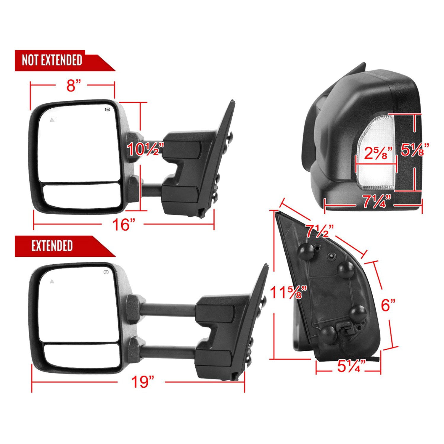 Spec D® Rmx Tit16hp Fs Driver And Passenger Side Power Towing Mirrors